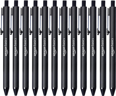 Retractable Ballpoint Pens with Comfortable Grip for Smooth Writing, Black, Note