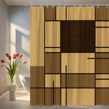 Stylish Brown and Beige Shower Curtain for Modern Bathrooms