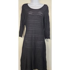 Lauren Ralph Lauren Petite Knit Dress Black A-Line 3/4 Sleeve PM