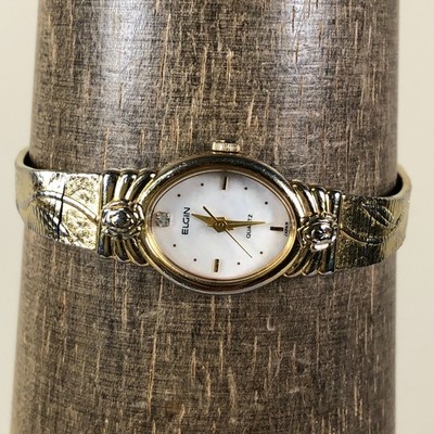 Elgin Women EK902-007 Dress Diamond Accent Two Tone Oval Quartz