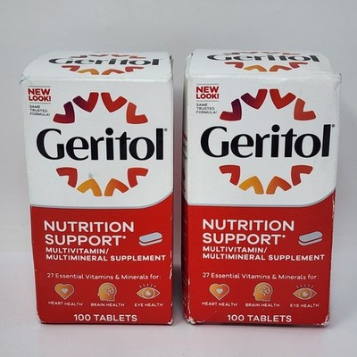 Geritol Multivitamin Multimineral Nutrition Support 100 Tablets/Bottle (2 Pack)