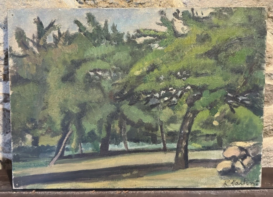 Huile sur toile signée : étude d'arbres vers 1905 - 1915 postimpressionnisme - Photo 1/4