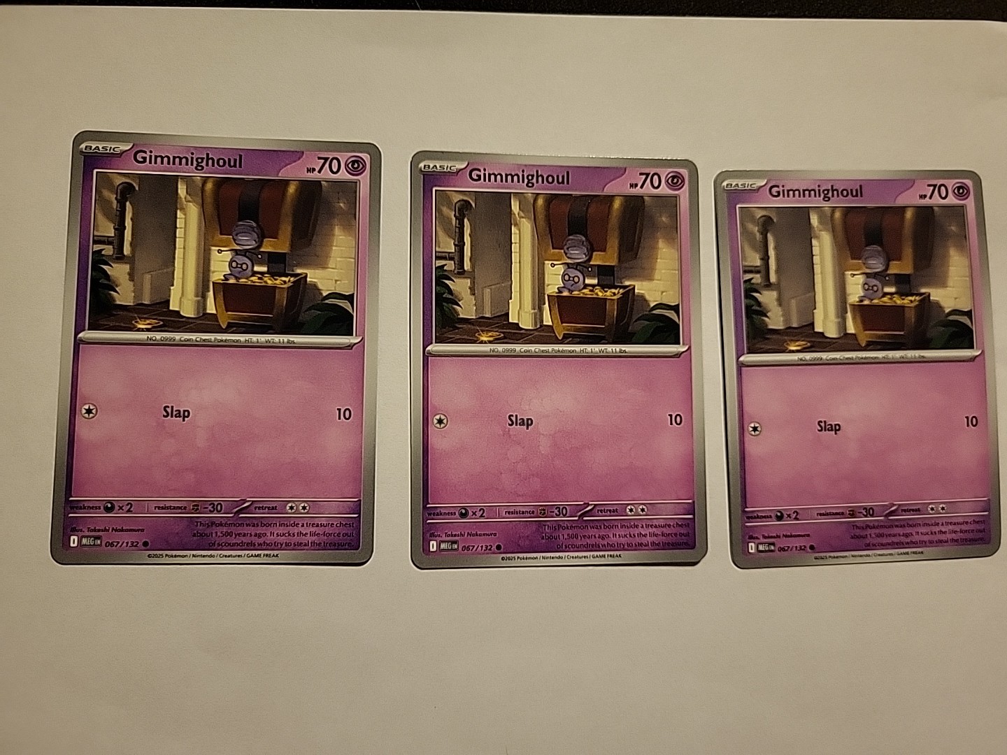 3 Pokémon Gimmighoul Cards 067/132 2025 MEG INCLUDED