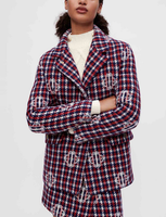 Maje Jacke Mehrfarbig Kariert Wollmischung Gr. 38 M Damen MFPVE00418