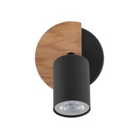 Spot Lampe Strahler Wand Decke Metall Holz Schwenkbar Schwarz Natur GU10 Leuchte