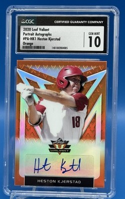 2020 Leaf Valiant #PAHK1 HESTON KJERSTAD RC Auto Orange /75 CSG 10 GEM Orioles