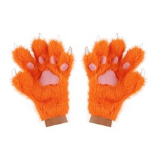 Wolf Paw Gloves Faux Fur Cat Fingerless Mittens Winter Warm Cosplay Halloween...