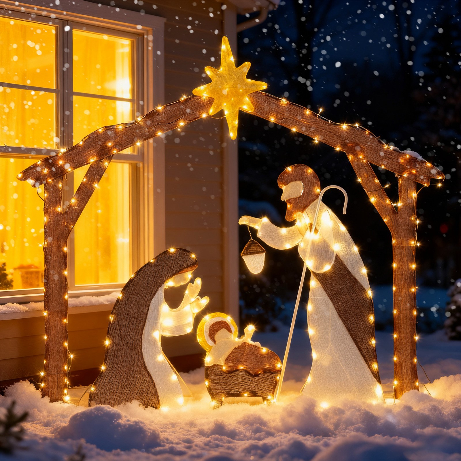 Lighted Outdoor Christmas Decoration Nativity Scene