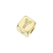 Rhinestone Letters Cube Beads, 26 Letters Dice Charm Alphabet Y