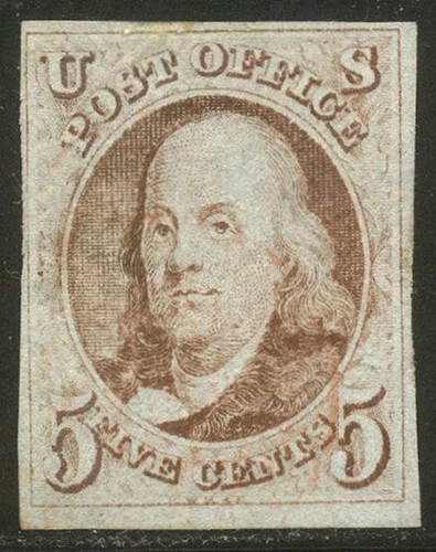 U.S. #1 Used BEAUTY - 1847 5c Red Brown