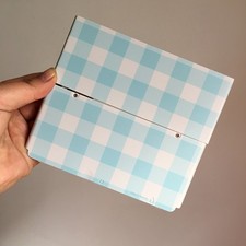 Nintendo New 3DS Kisekae Cover Plates - Gingham / Blue  White Quilt shell Rare 