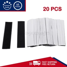 20 Sets Heavy Duty Hook & Loop Adhesive Strips: Sticky Back Fastener 1x4” Black