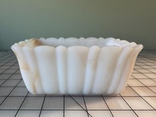 Vintage Akro Agate White Slag Glass Planter B...