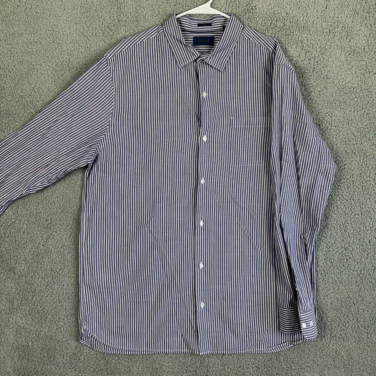 fairlane dress shirts Fairlane Dress Shirt Mens S Small SLIM Fit Metal Blue Non Iron Stretch Cotton