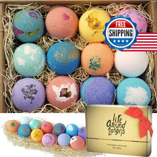 LifeAround2Angels 12 Bath Bombs Gift Set, USA Made, Shea Cocoa Butter Fizzies