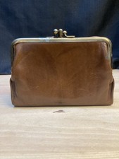 Vintage Buggywhip Steerhide Brown Leather Wallet Kiss Lock Coin Purse