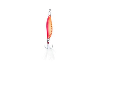 Clam Panfish Leech Flutter Spoon - Glow Chartreuse Pink  1/32 oz #14 Treble Hook