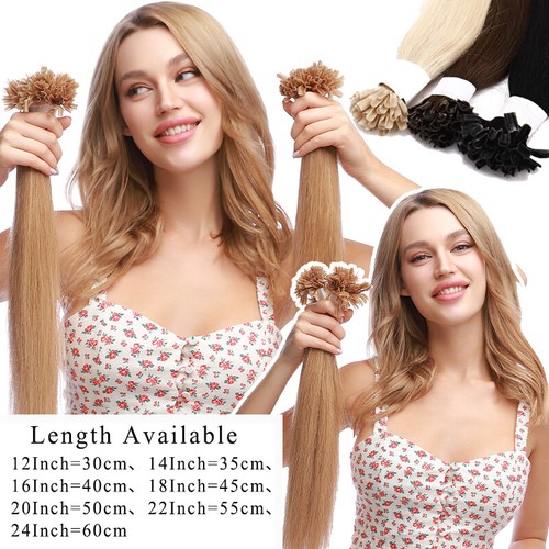 100% Real Remy Human Hair Extensions Keratin Nail U Tip Pre-bonded Indian Remy - Picture 10 of 54