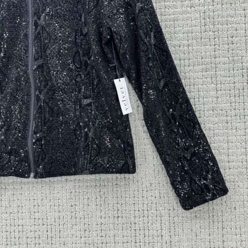 Velvet by Graham and Spencer Jacket Womens Small Black Zip Up Sequin Round Neck - Picture 3 of 9