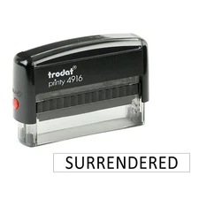 Surrendered Self Inking Stamp – Rectangle Design, 3/8" x 2-3/4" Impression Area