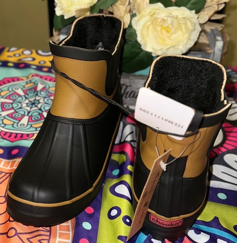 Chooka Women's Waterproof Plush Lining Rain Chelsea Bootie Brown/Black New w/Box - Bild 10 von 11