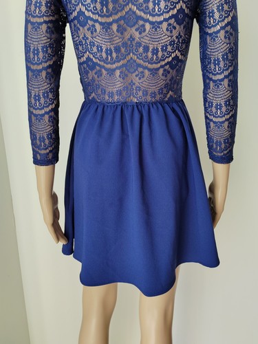 ❤️ Size 8-10 H&M solid navy blue lace any occasion skater fit & flare dress 1267 - Picture 12 of 12