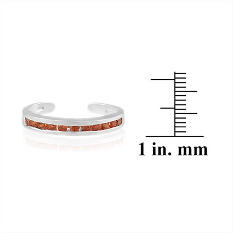 Sterlingsilber Zehenring Mit Kanal Set Orange Cz - Bild 3 von 3