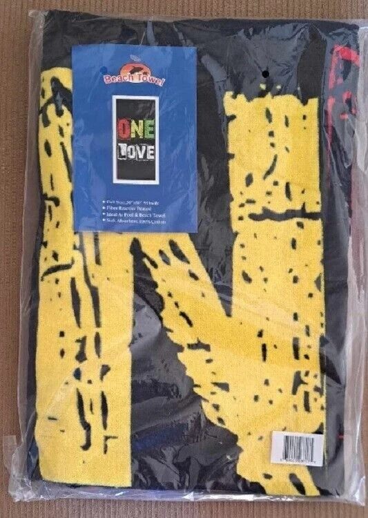 全新 One Love Bath 海滩泳池 礼物 毛巾 Rasta 颜色 Reggae 音乐 One Heart 柔软 — 第 3/3 张图片