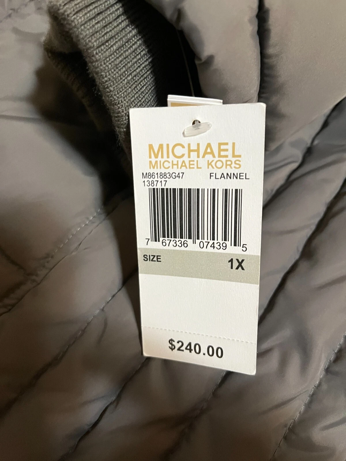NUOVO cappotto piumino donna Michael Kors 3 4 puffer con pelliccia sintetica e cappuccio taglia 1X con etichette