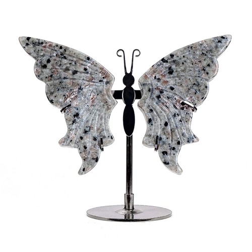 Crystal Butterfly Angel Wings Carved Stone Healing Reiki Skull Decor Ornament - Picture 15 of 29
