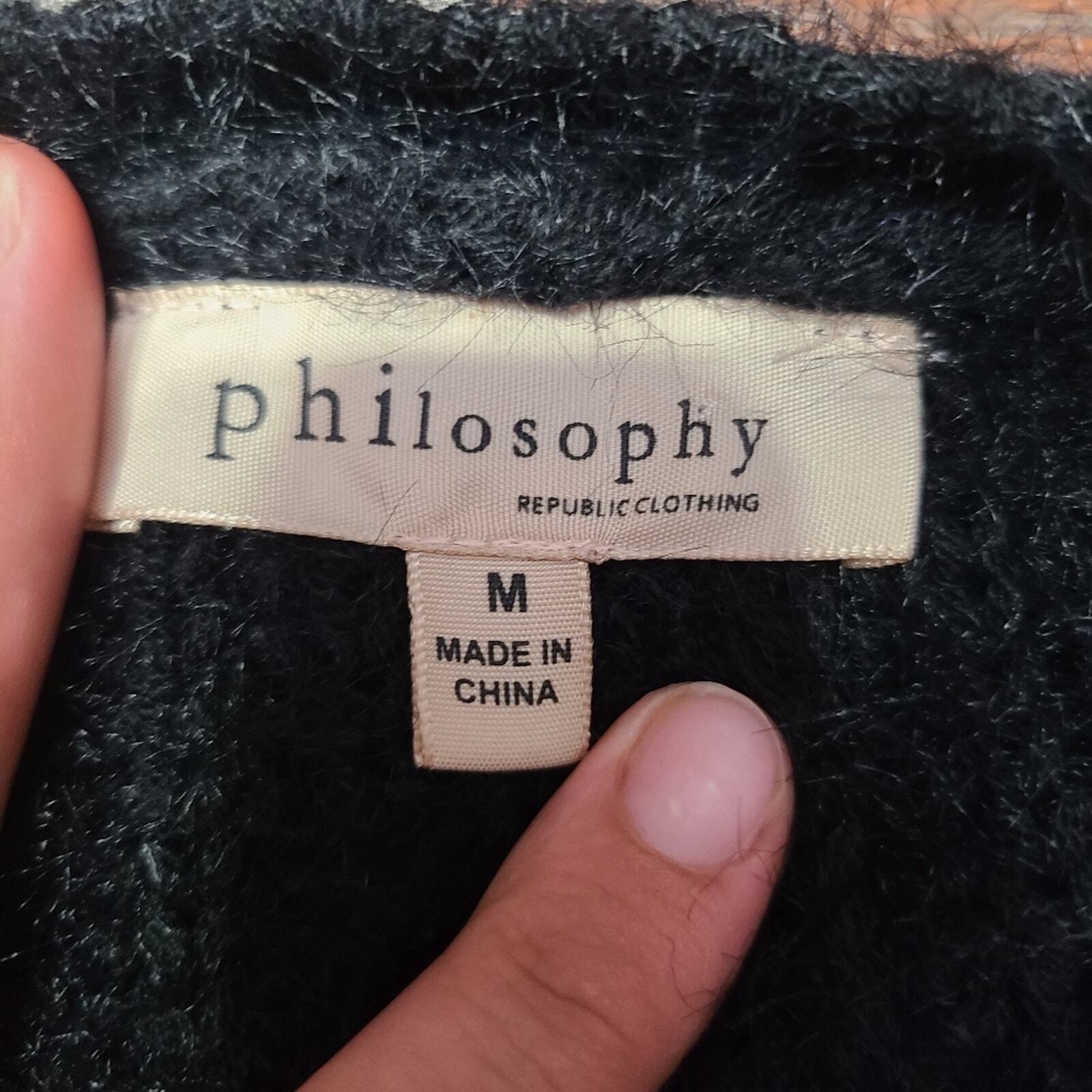 Philosophy fuzzy eyelash sweater medium black