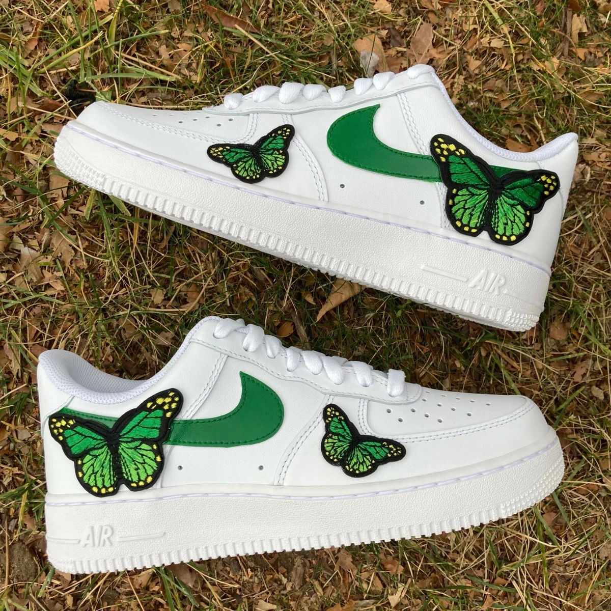 Nike Air Force 1 Low Green Monarch Butterfly Fun Custom Shoes All