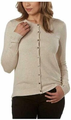Ex Costco Kirkland Signature leichte Damen-Cardigan beige geknöpft Small