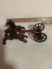 VINTAGE CAST IRON TWO HORSE WAGON TEAM No Wagon Just Team