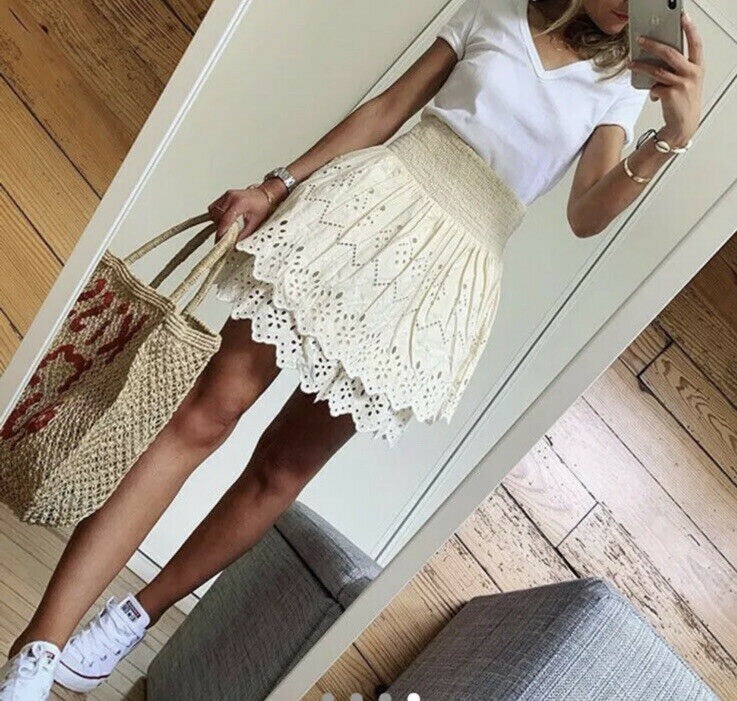 スカート andmary Sonia lace up mini skirt ivory M Sonia lace up mini skirt