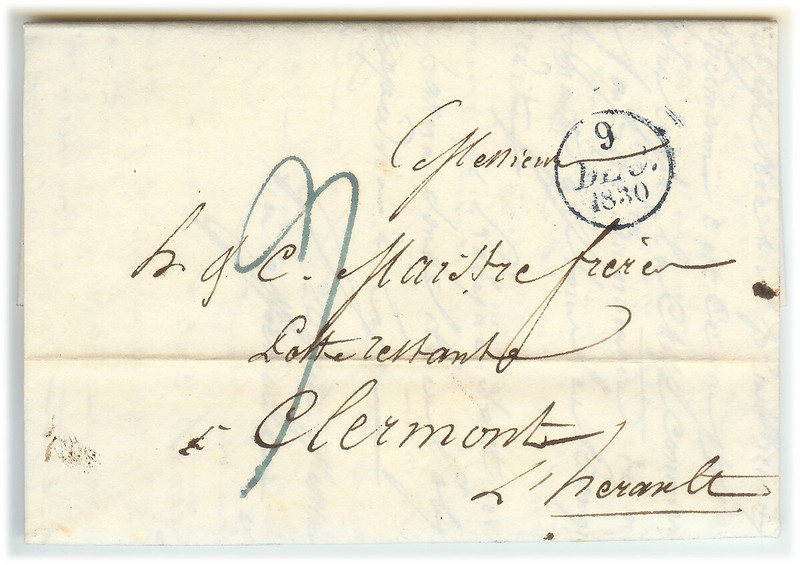 France stampless cover 1830 Paris to Clermont * cover392