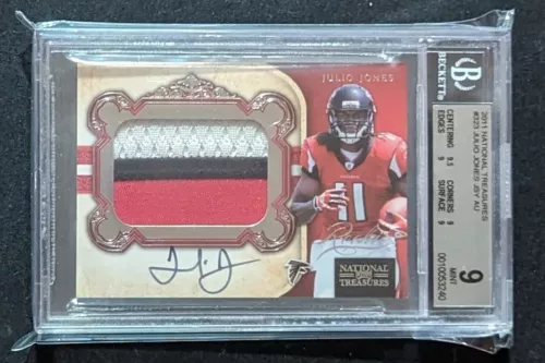2011 National Treasures #323 Julio Jones 3 Color Patch Auto RC /99 BGS 9 MINT 10
