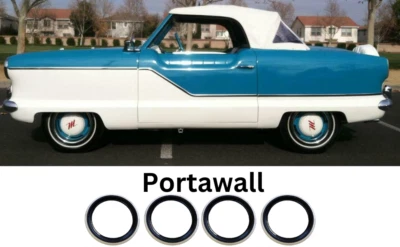 4x13 in Portawalls Black White Wall Tyre Insert 13" Rims Sidewall Set - Image 1 of 4