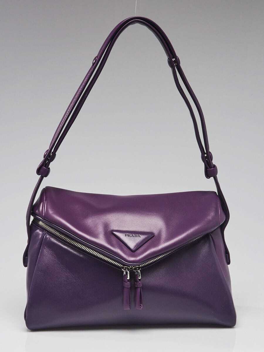 Prada Viola Padded Nappa Leather Signaux Shoulder Bag 1BC165