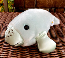 Vintage Dakin Blue Plush Seal Marine Animal Stuffed Toy 10" Korea 1985