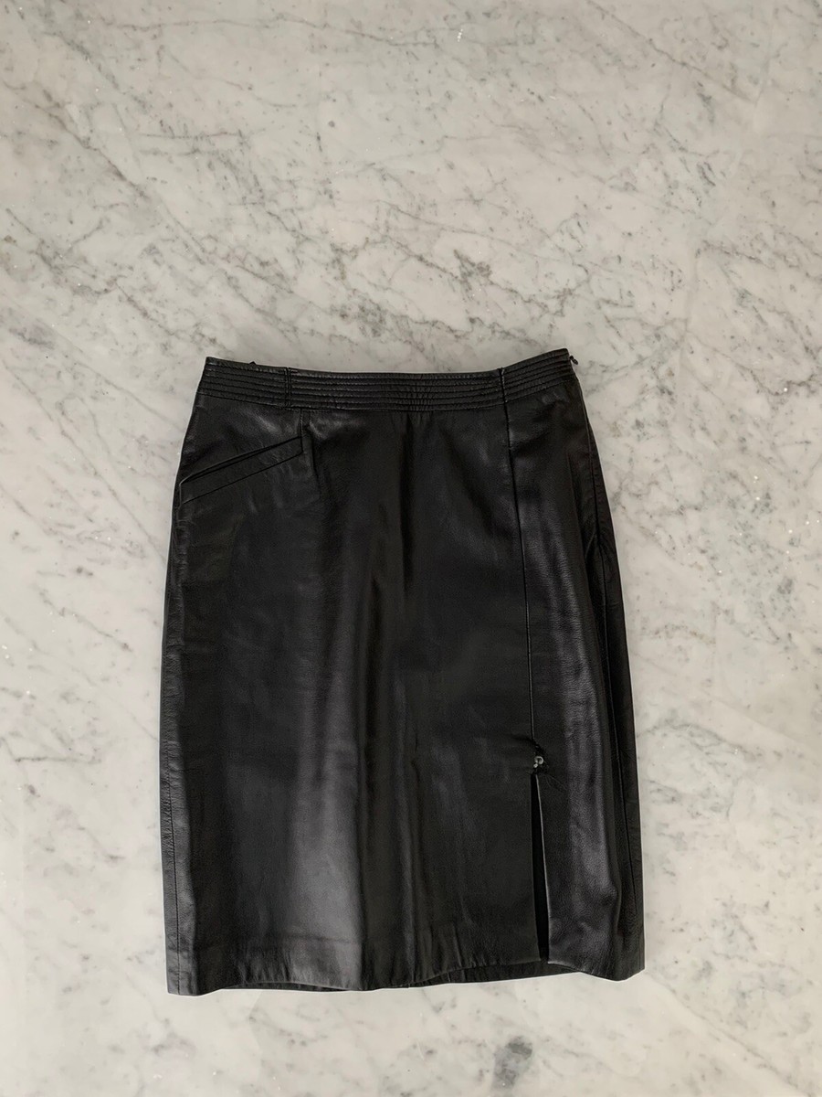 スカート VERSACE Black Leather Mini Skirt VERSACE BLACK LEATHER MINI SKIRT 1990s