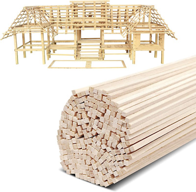 300 Pcs Balsa Wood Sticks 1/8 x 1/8 x 12 Inch balsa wood strips Hardwood Squa...