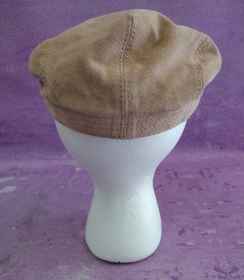 Gorra de cuero Wilsons para noticiero MAXIMA beige rosa claro gamuza sombrero de cabbie talla S/M Foto 4 de 4