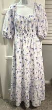 NWT LOVESHACKFANCY X TARGET Size M Dress White Purple Floral Cotton Cottagecore