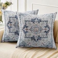Boho Throw Pillow Covers 20x20 inch Set of 20" x 20" Pack of 2 Vintage Blue