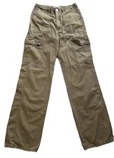 Zara Wide Leg Cargo Pants Women's Size 0 Olive Green High Rise Utility