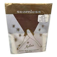 Vintage 1 Pair Live Modern Seamless Mesh Stockings Size 10 Taupe Nude Heel