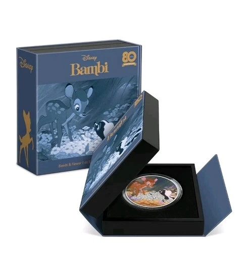 Disney Bambi 80th Anniversary Bambi and Flower 1 oz Silver SOLDOUT Coin