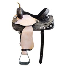 HILASON Western Horse Treeless Trail Barrel American Leather Saddle  for Horses