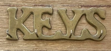 Vintage Brass Tone Wall KEYS Word Spellout Holder 4 Hooks